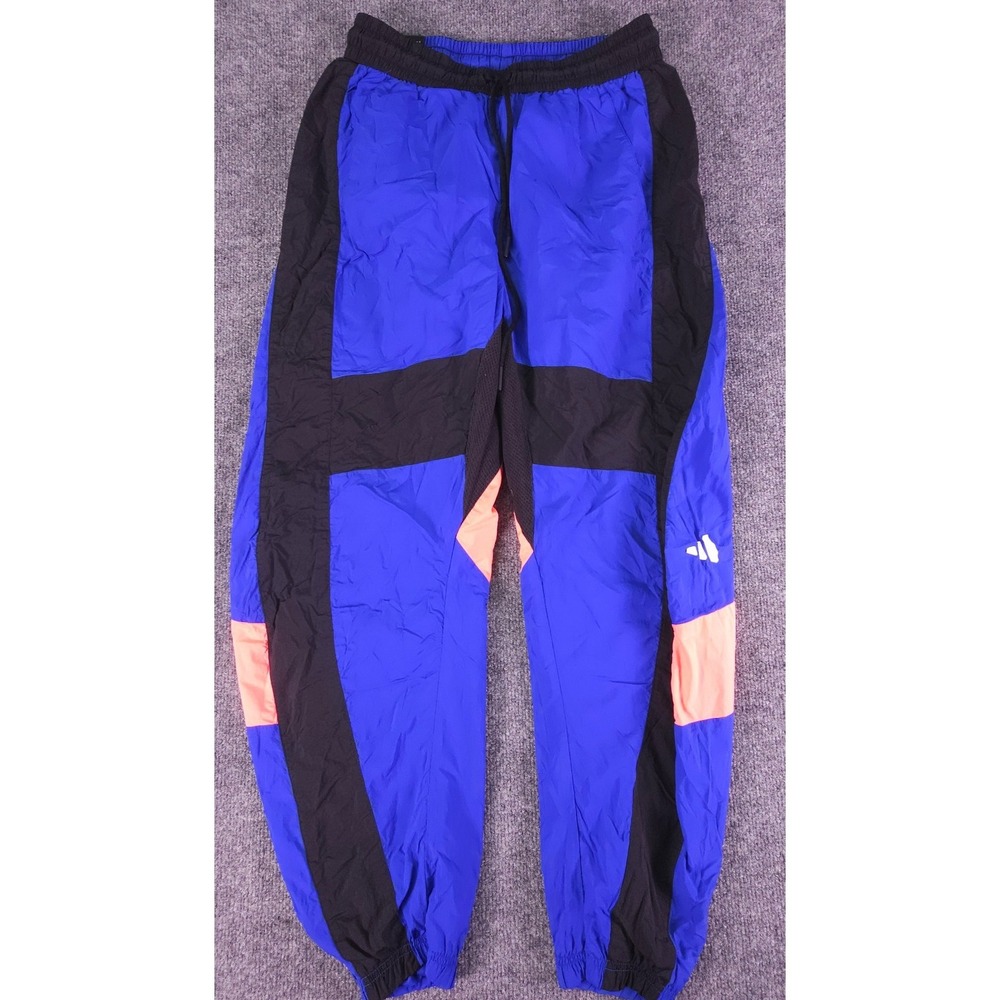 Adidas Track Tape Pants Men M Urban Woven Cuffed Joggers Royal Blue/Signal Pink